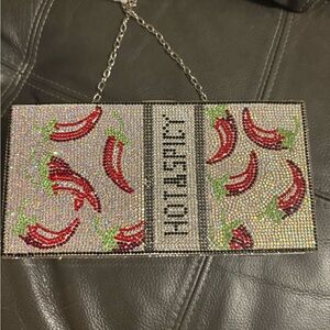 Sparkling Red Chili Pepper Crystal Crossbody Bag - Unbranded